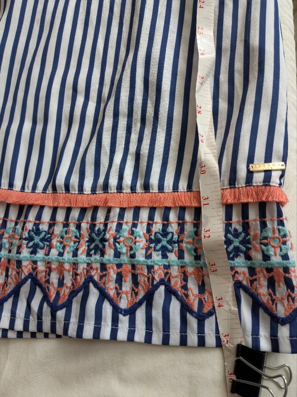 CABANA LIFE Embroided- Blue/White Striped Pockets Sleeveless Mini Dress UPF50 + - Picture 13 of 13